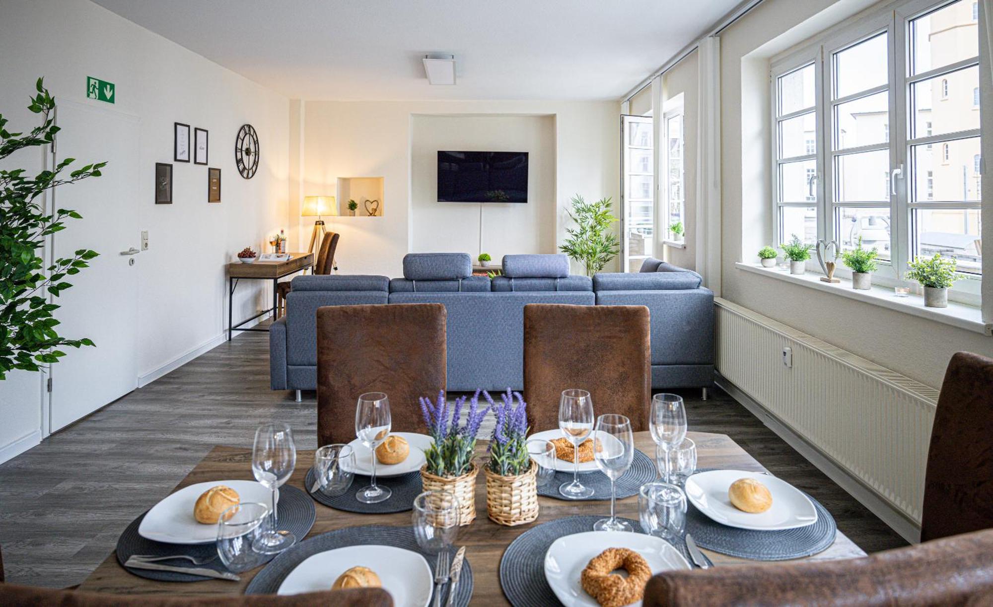 Luxus City Apartment Sauna Balkon Kueche Zentral روستوك المظهر الخارجي الصورة