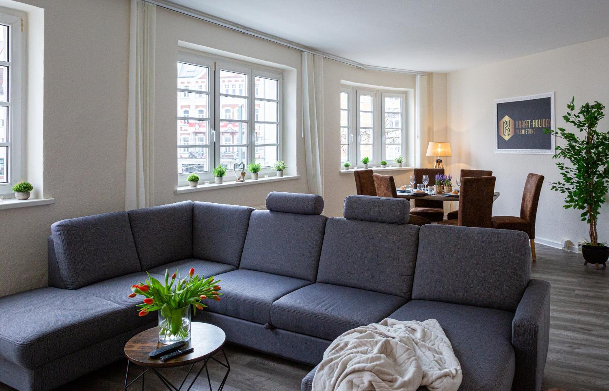 Luxus City Apartment Sauna Balkon Kueche Zentral روستوك المظهر الخارجي الصورة